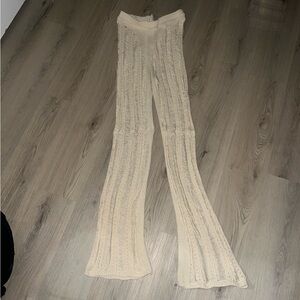 ASOS DESIGN Open Stitch Knit Pants Cream Size 10